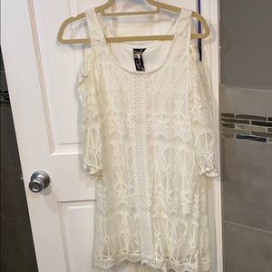 Lace white dress cold shoulder